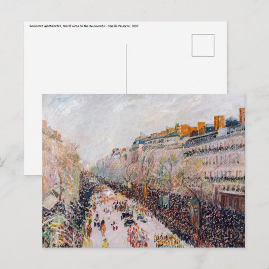 Pissarro - Montmartre, Mardi Gras am Boulevard Postkarte (Vorne/Hinten)