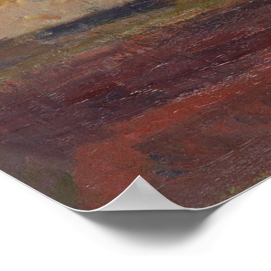 Pissarro Stillleben mit Pfannenbäumen und Orange Poster (Ecke)