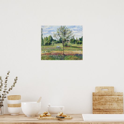 Pissarro - Wiese mit einem krümmen Wetter Poster (Küche)