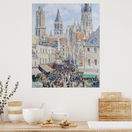 Pissarros Lebensmittelstraße, Rouen Poster (Küche)