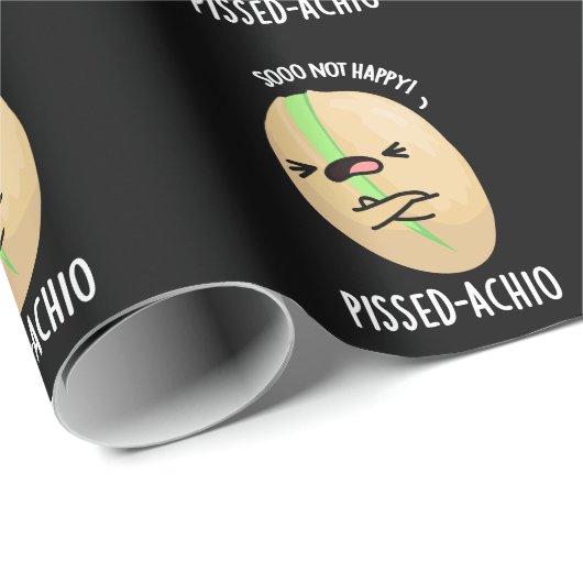Pissed-achio Funny Pistachio Pun Dark BG Geschenkpapier (Rolleneckpunkt)