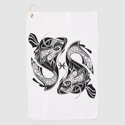 Pisst das Symbol und Zeichen der Fische Golfhandtuch (Vorderseite)