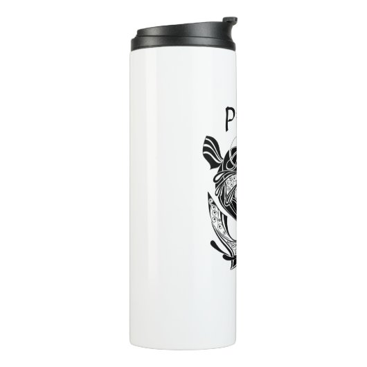 Pisst das Symbol und Zeichen der Fische Thermosbecher (Nach links gedreht)