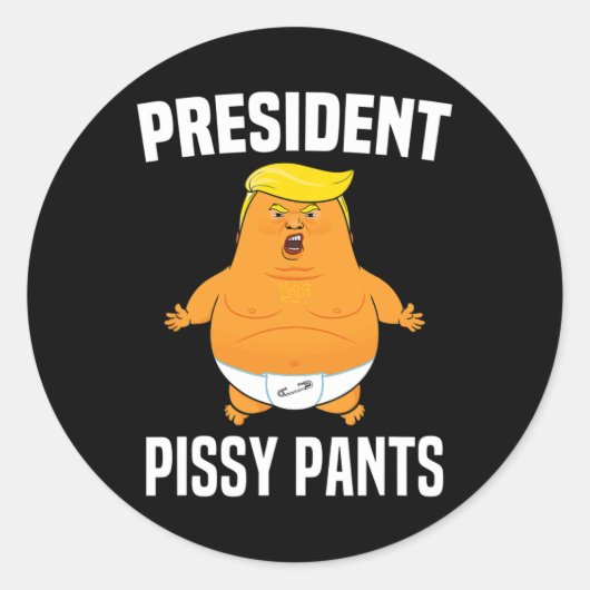Pissy Pants Funny Baby Trump Runder Aufkleber (Vorderseite)