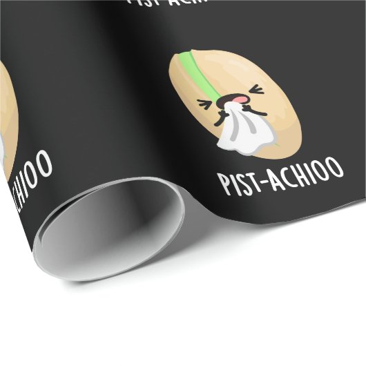 Pist-achioo Funny Sneezing Pistachio Pun Dark BG Geschenkpapier (Rolleneckpunkt)