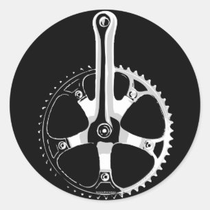 Pista Bicycle Crankset - weiß auf schwarz Runder Aufkleber