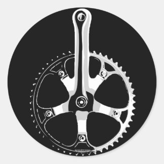 Pista Bicycle Crankset - weiß auf schwarz Runder Aufkleber