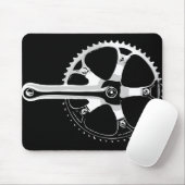 Pista Fahrrad Crankset - Weiß auf Schwarzem Mousepad (Mit Mouse)