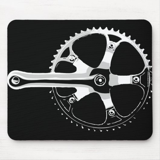 Pista Fahrrad Crankset - Weiß auf Schwarzem Mousepad (Vorne)