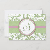 Pistachio Clover Pink Lavendel Damask Wedding UAWG RSVP Karte (Vorderseite)