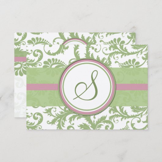 Pistachio Clover Pink Lavendel Damask Wedding UAWG RSVP Karte (Vorne/Hinten)