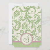 Pistachio Clover Rose Petal Damask Wedite Invite Einladung (Rückseite)