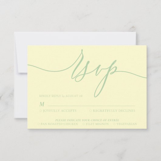 Pistachio & Cream Minimal Modern RSVP Karte (Vorderseite)