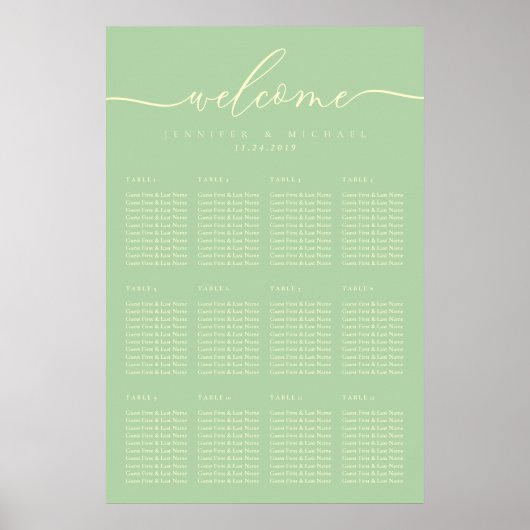 Pistachio & Cream Party Celebration Seat Welcome Poster (Vorne)