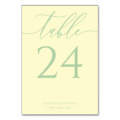 Pistachio & Cream Simple Elegant Seating Tischnummer (Rückseite)