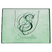 Pistachio dark Green stilvoll rustikal Personalisi Große Geschenktüte (Vorderseite)