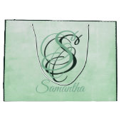 Pistachio dark Green stilvoll rustikal Personalisi Große Geschenktüte (Rückseite)