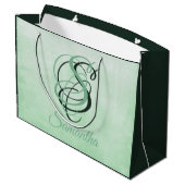 Pistachio dark Green stilvoll rustikal Personalisi Große Geschenktüte (Rückseite Schrägansicht)