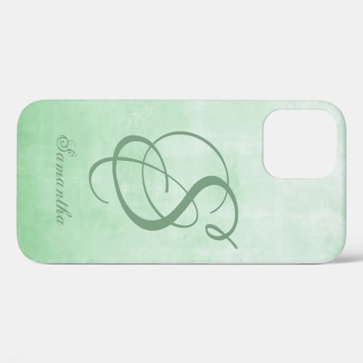 Pistachio Gray stilvolle rustikale Monogramm Case-Mate iPhone Hülle (Rückseite (Horizontal))