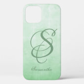 Pistachio Gray stilvolle rustikale Monogramm Case-Mate iPhone Hülle (Rückseite)