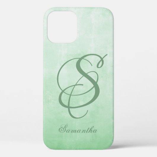 Pistachio Gray stilvolle rustikale Monogramm Case-Mate iPhone Hülle (Rückseite)