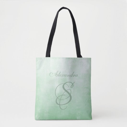 Pistachio Gray stilvolle rustikale Monogramm Tasche (Vorderseite)