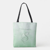 Pistachio Gray stilvolle rustikale Monogramm Tasche (Rückseite)
