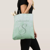 Pistachio Gray stilvolle rustikale Monogramm Tasche (Von Nahem)