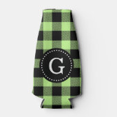 Pistachio Green Blk Buffalo Chk Kariert 1I Monogra Flaschenkühler (Vorderseite)