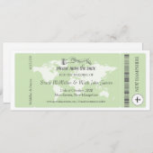 Pistachio Green Boarding Pass Save the Date (Vorne/Hinten)