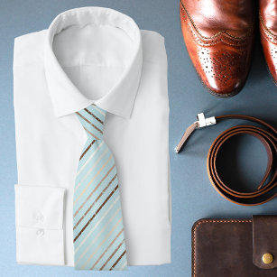 Pistachio Green Brown Streifen Muster Moderner Chi Krawatte