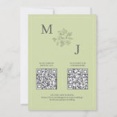 Pistachio Green Elegant QR Code Wedding Einladung (Rückseite)