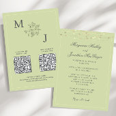 Pistachio Green Elegant QR Code Wedding Einladung