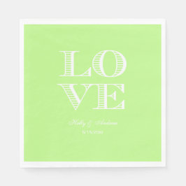 Pistachio Green, White LIEBE Napkins Serviette
