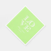 Pistachio Green, White LIEBE Napkins Serviette (Ecke)