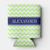 Pistachio Green White Zickzack Navy Name Monogram Dosenkühler (Rückseite)