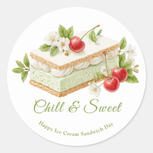 Pistachio Ice Cream Sandwich Day Runder Aufkleber