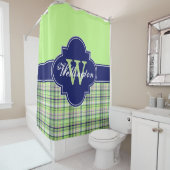 Pistachio Navy Pink Madras Kariert 1ICB Ribbon Nam Duschvorhang (Beispiel)