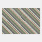 Pistachio Nut Muschel Green Peach Lila Streifen Geschenkpapier Set (Vorderseite)