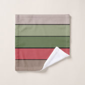 Pistachio Nut Muschel Green Red Brown Streifen Badhandtuch Set (Waschlappen)