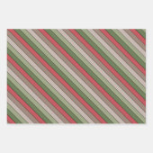Pistachio Nut Muschel Green Red Brown Streifen Geschenkpapier Set (Vorderseite 3)