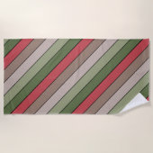 Pistachio Nut Muschel Green Red Brown Streifen Strandtuch (Vorderseite)