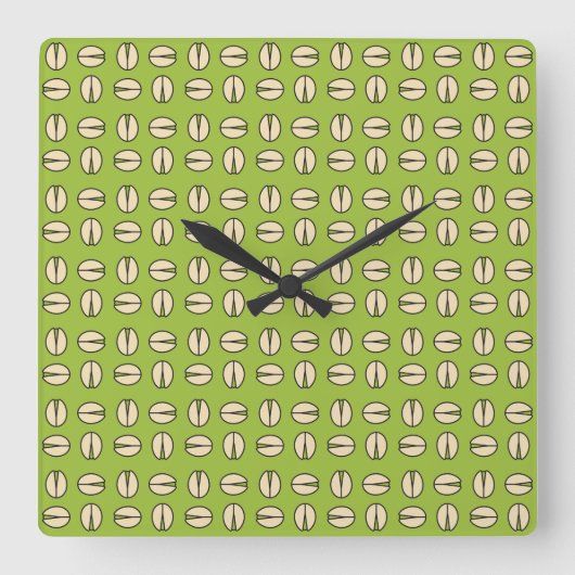 Pistachio Nut Seamless Pattern Quadratische Wanduhr (Vorderseite)