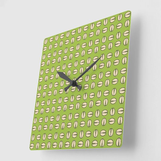 Pistachio Nut Seamless Pattern Quadratische Wanduhr (Winkel)