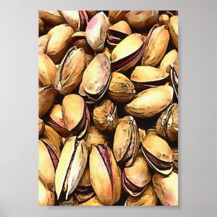Pistachio Nuts Kontur Art Poster