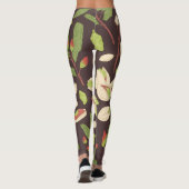 Pistachio Nuts: Schwarz Hand Gezeichnet Nahtlos. Leggings (Rückseite)
