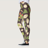 Pistachio Nuts: Schwarz Hand Gezeichnet Nahtlos. Leggings (Links)