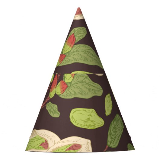 Pistachio Nuts: Schwarz Hand Gezeichnet Nahtlos. Partyhütchen (Vorderseite)