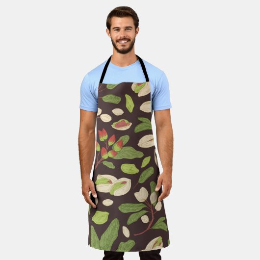 Pistachio Nuts: Schwarz Hand Gezeichnet Nahtlos. Schürze (Getragen)