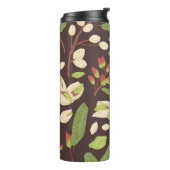 Pistachio Nuts: Schwarz Hand Gezeichnet Nahtlos. Thermosbecher (Nach links gedreht)